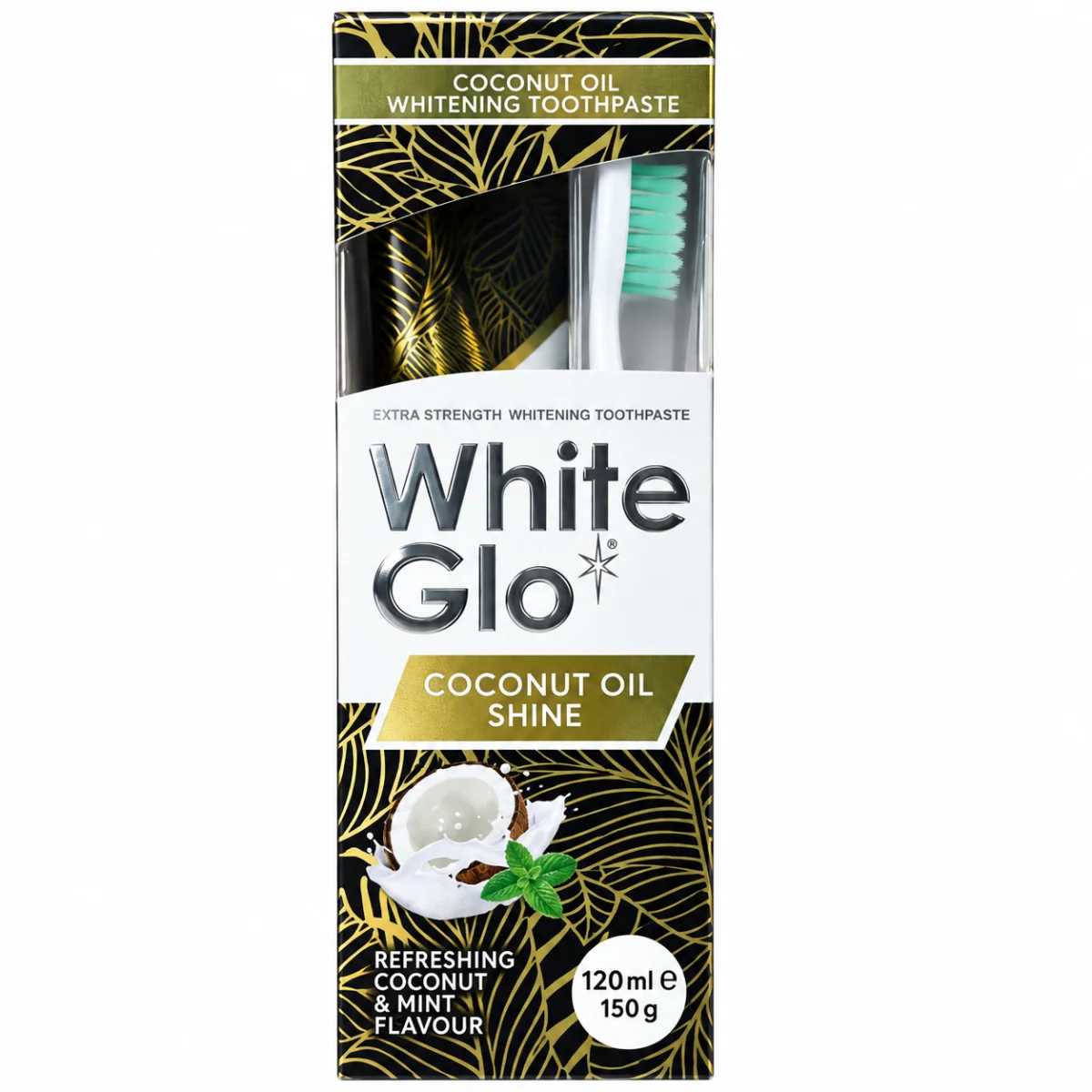 WHITE GLO معجون جوز الهند + فرشاه