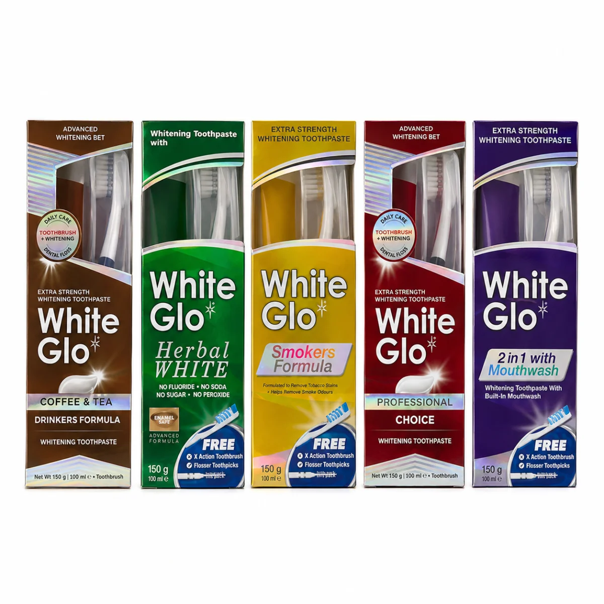 white glo الوان  معجون اسنان