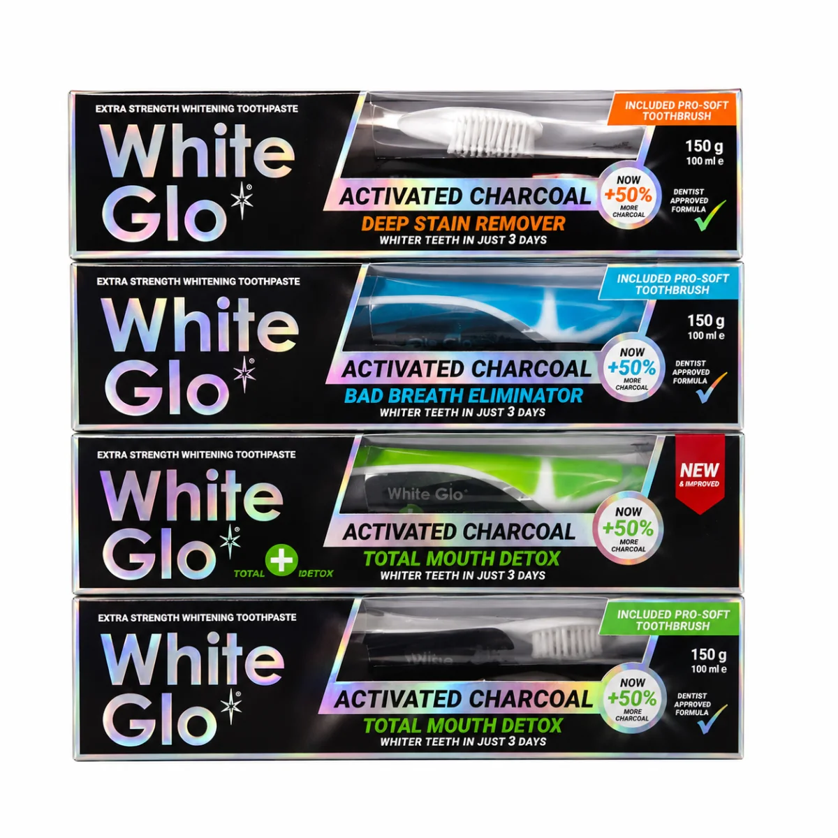 WHITE GLO الوان  معجون اسنان بالفحم