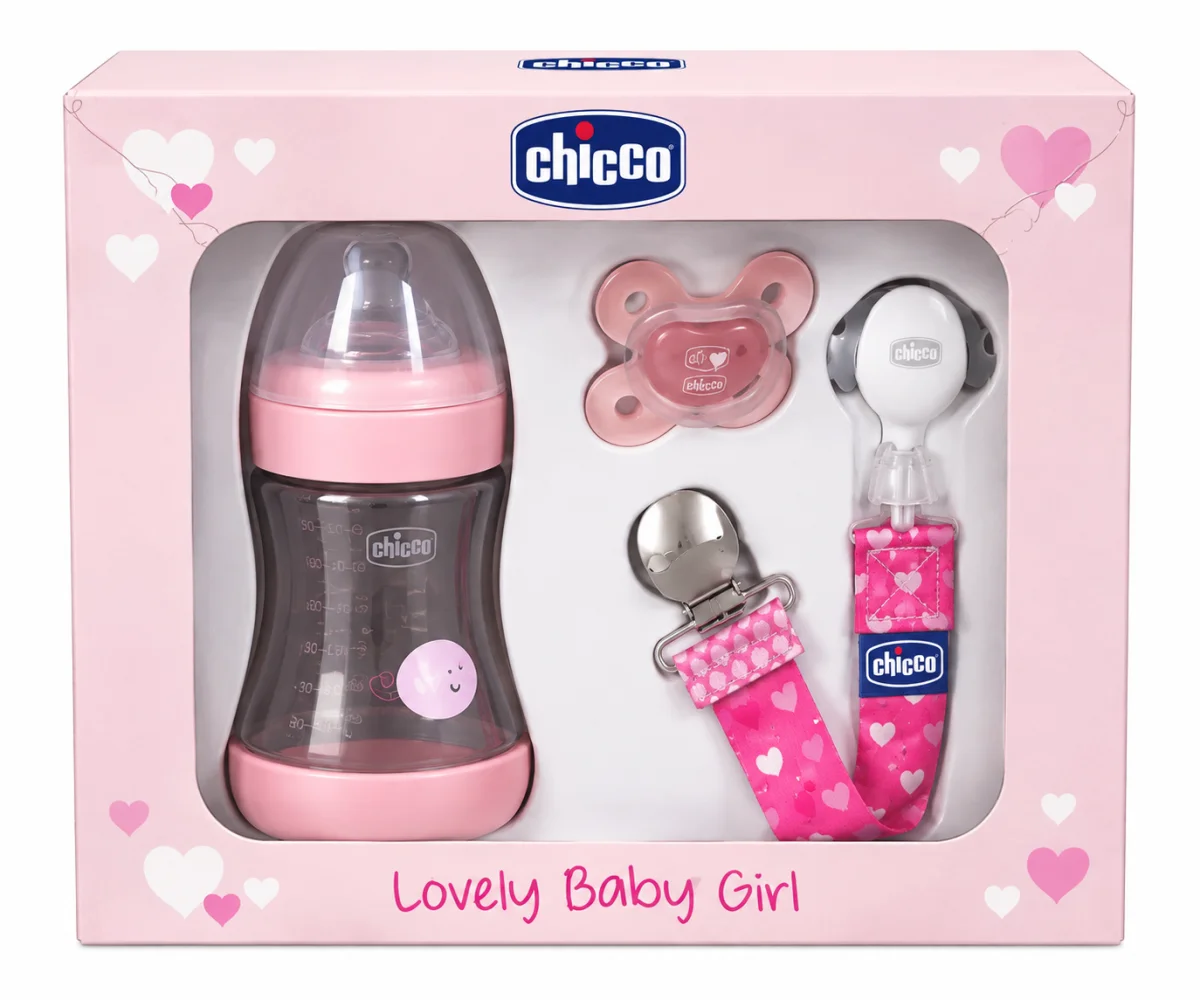 chicco perfect سيت رضاعه 3 حبات وردي