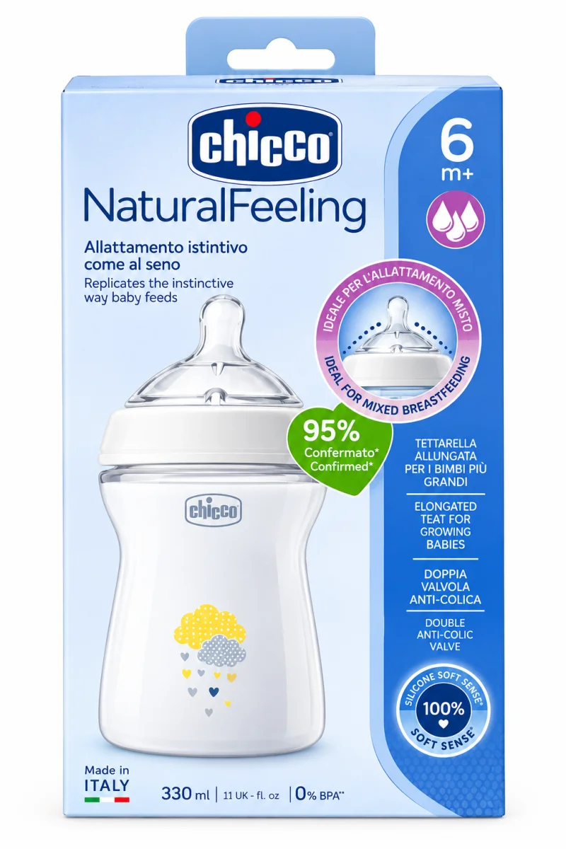 CHICCO 1-274 رضاعه بلاستك رصاصي 330 مل